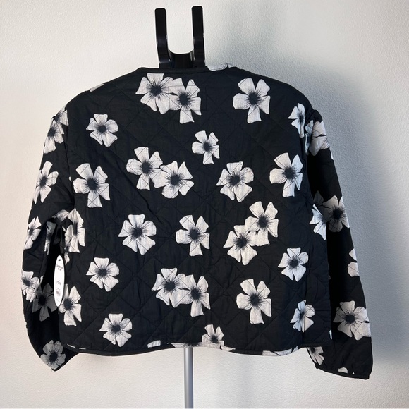 NWT Scoop Quilted Floral Jacket Women Black White Cotton Button Front S/L/XL/XXL - Picture 3 of 7